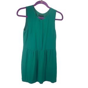 J. Crew Womens Mini Dress Lined Sleeveless Round Neck Button Zip Green Size 2